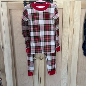 Hanna Andersson Kids Plaid Pajama Set with Red Trim